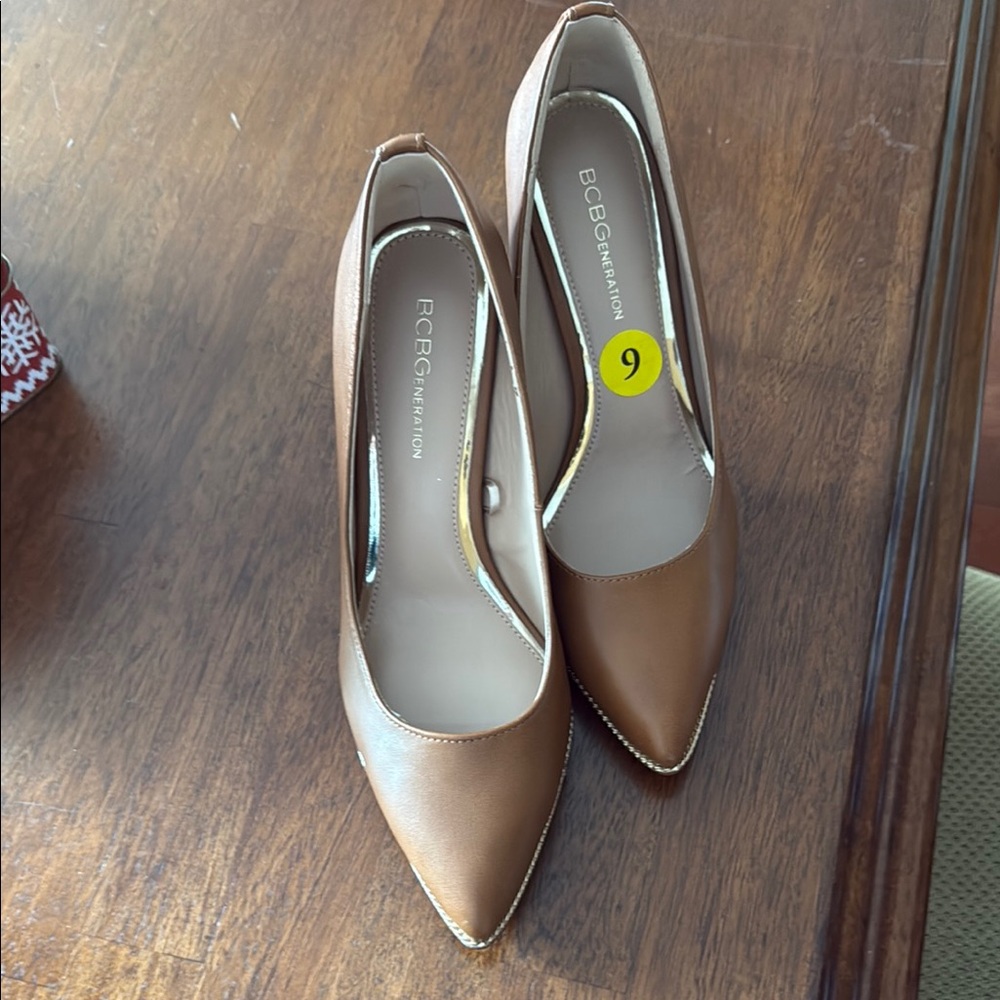 BCBGeneration Brown Heels Sleek Pointed-Toe Pumps